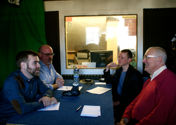 Left to right: Scott Rodgers, Clive Barnett, Tim Markham, and Allan Cochrane. Photo by a fast-footed Scott Rodgers on self-timer.